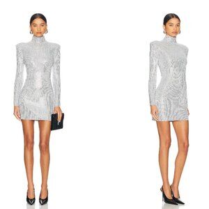 Retrofete Mini Dress Silver/Metallic Dove Size M Aisling Embellished